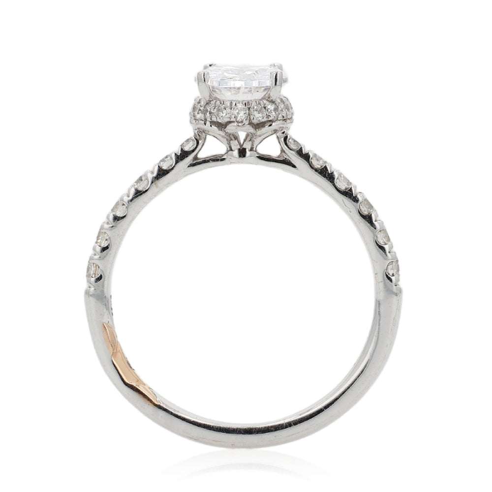 A. Jaffe 14k Gold Oval Diamond Center Engagement Ring with Hidden Halo