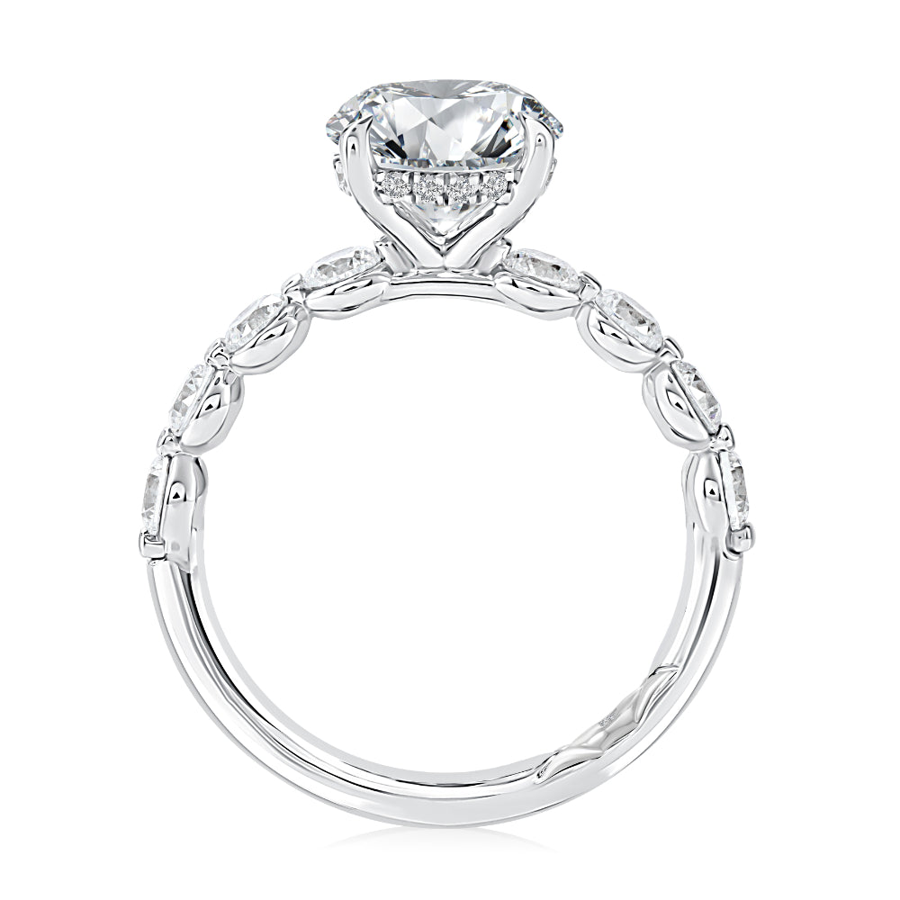 A. Jaffe 14k Gold Round Diamond Hidden Halo Engagement Ring