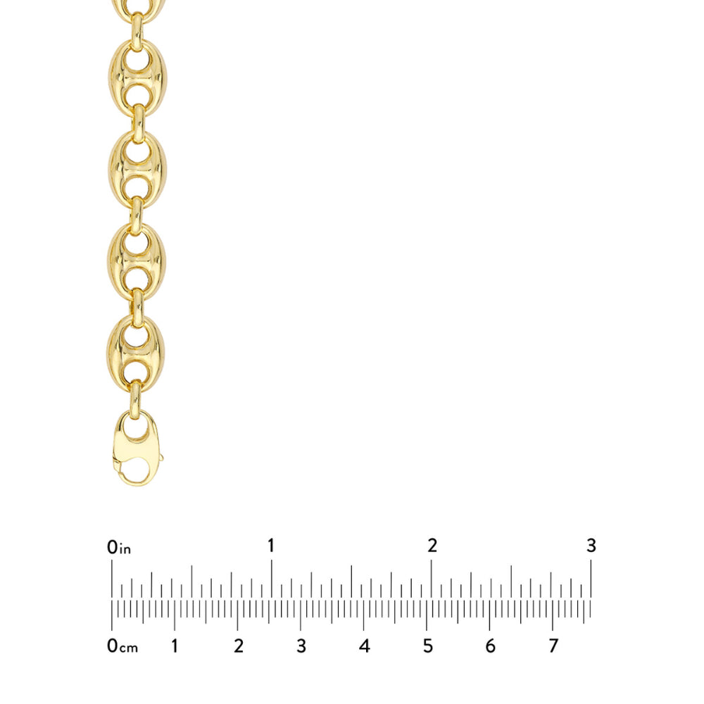 14k Gold 10mm Puff Mariner Chain, 18"