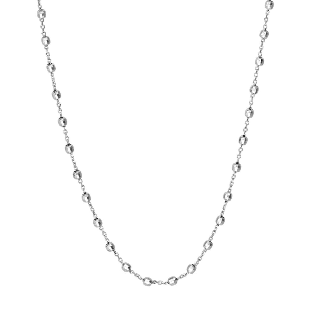14W NECKLACE 18" 2.5MM D/C BEAD STATIONS LOB. CLASP