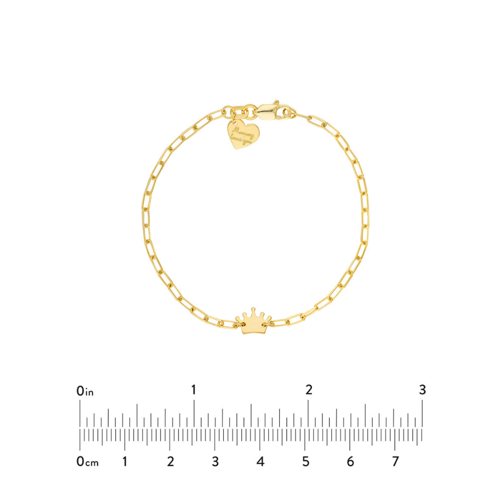 Children's 14k Gold Crown & Heart Bracelet