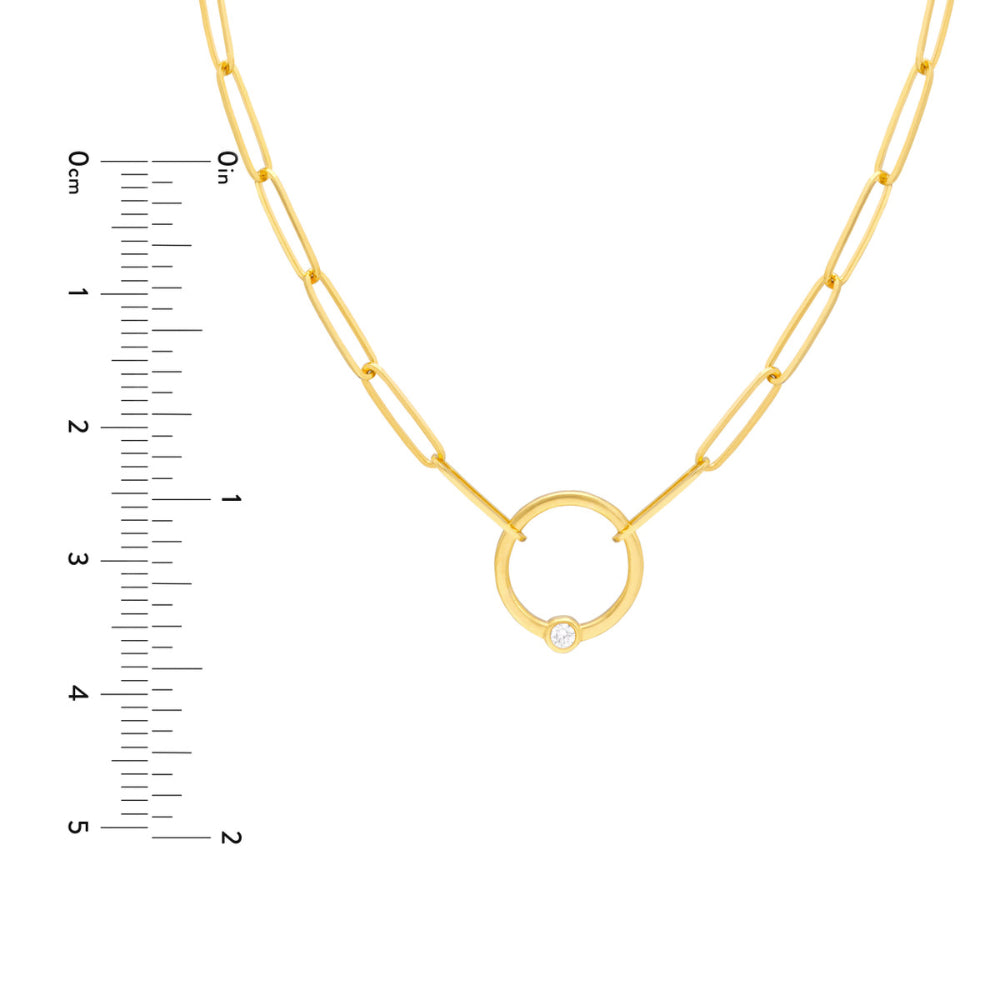 14k Gold Diamond Ring Paper Clip Necklace
