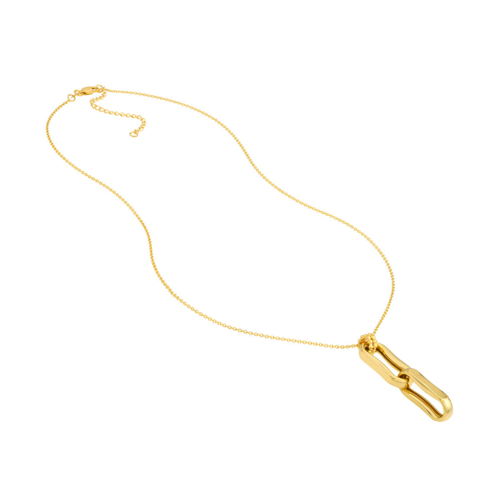 14k Gold Double Oval Link Pendant Necklace
