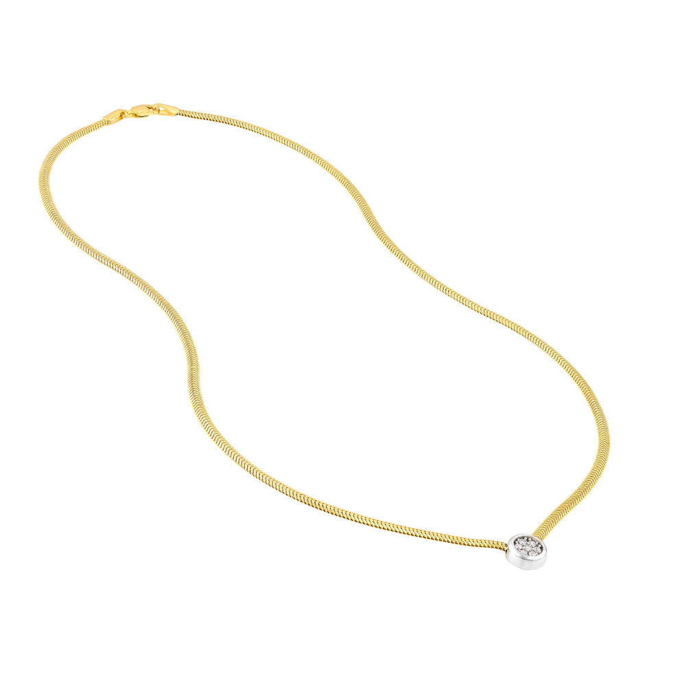 14k Two-Tone Diamond Pendant Snake Necklace