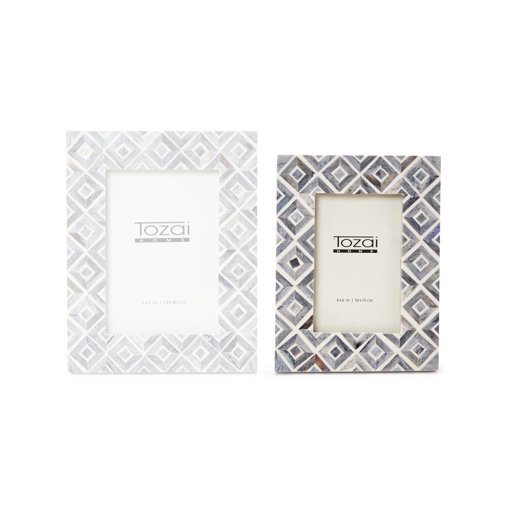 Two's Company Grey Diamond Pattern Photo Frame