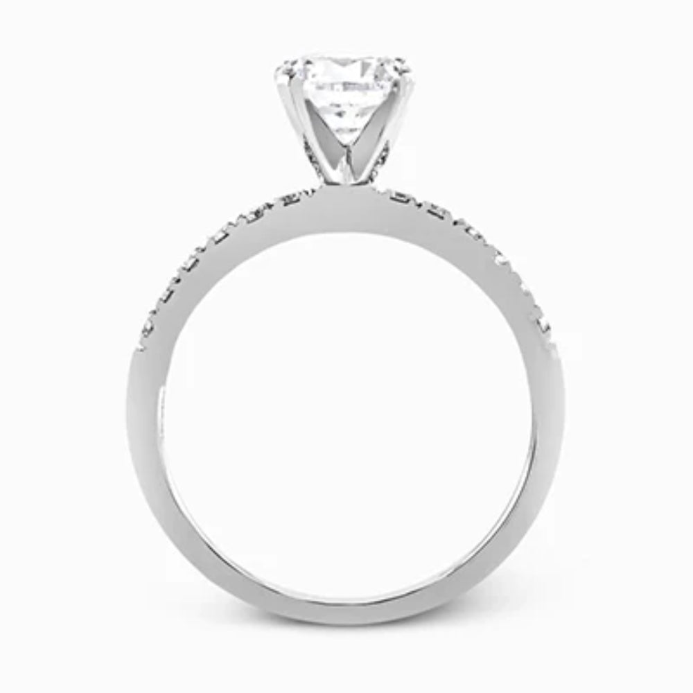 Simon G. 18k Round-Cut Engagement Ring with Diamonds
