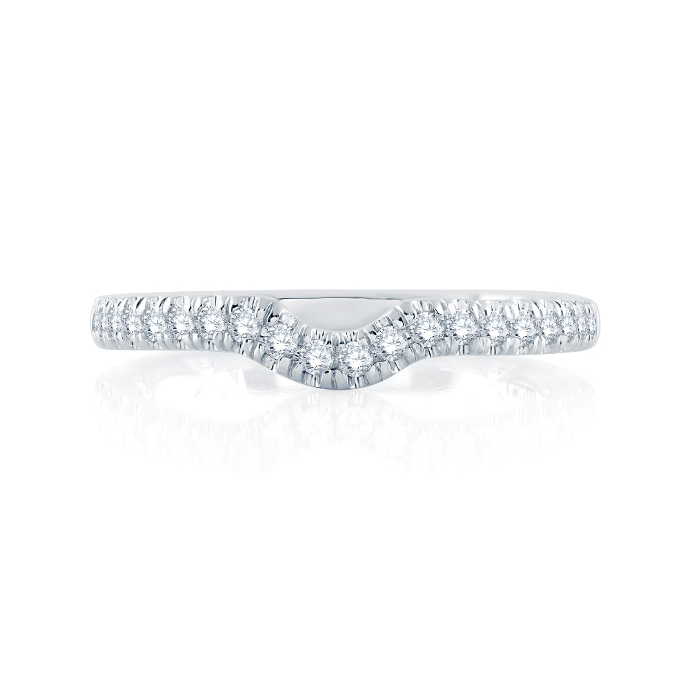 Diamond ring with a wavy design on a white background