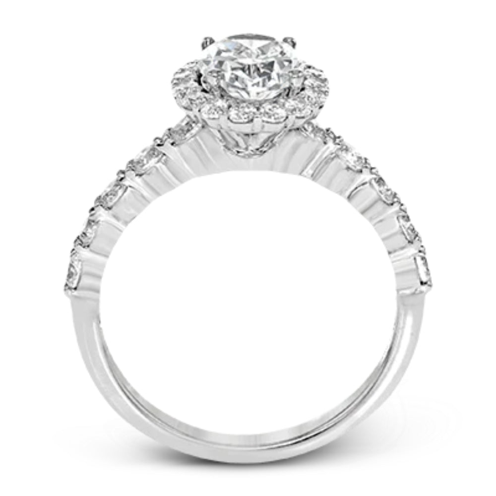 Simon G. 18k Oval-Cut Halo Engagement Ring with Diamonds