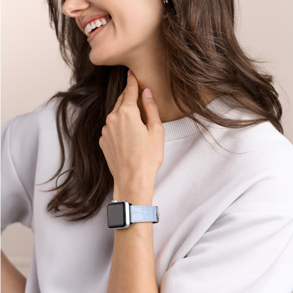 Michele Pastel Blue Leather Bracelet Band for Apple Watch®