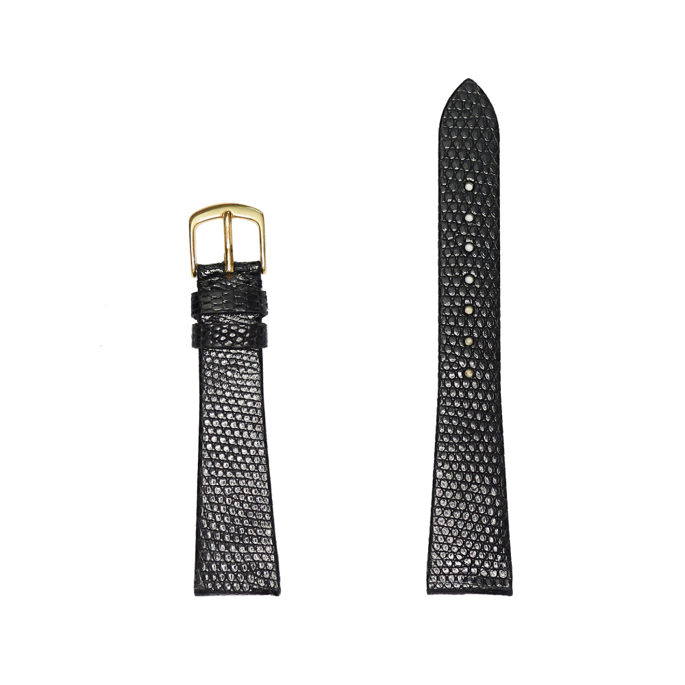Genuine Lizard Leather Watch Band - Black