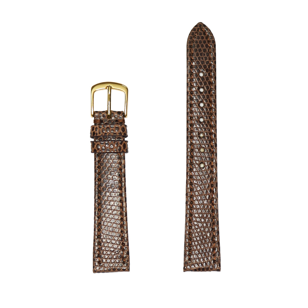 Men's Brown Genuine Lizard Leather Watch Band - 18mm