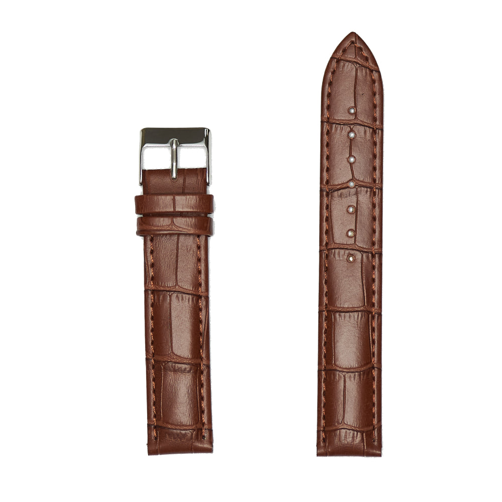 Men's Genuine Alligator Grain Leather Watch Band - Brown