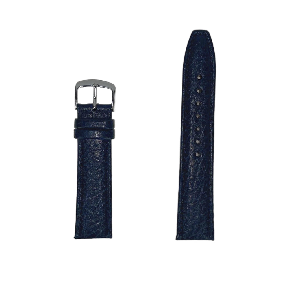 Men's Genuine Shrunken Grain Leather Watch Band - Navy