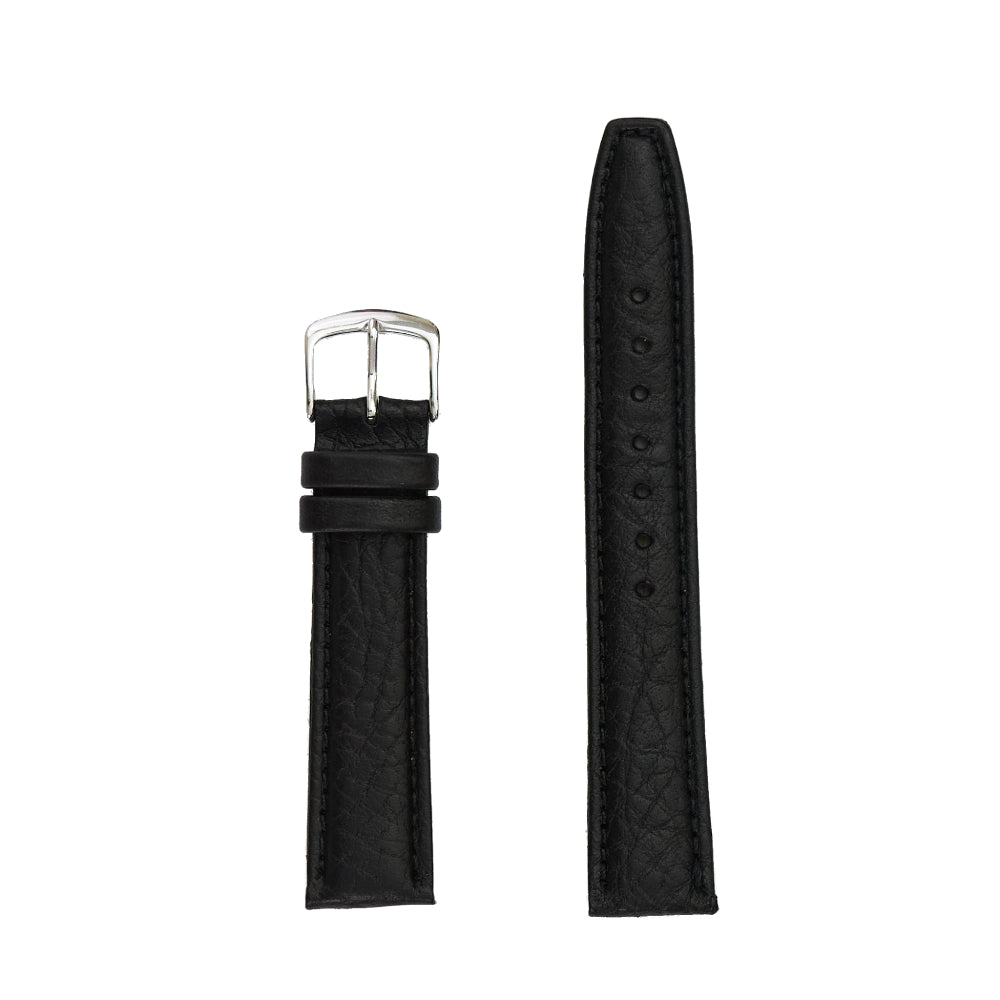 Men's Genuine Shrunken Grain Leather Watch Band - Black