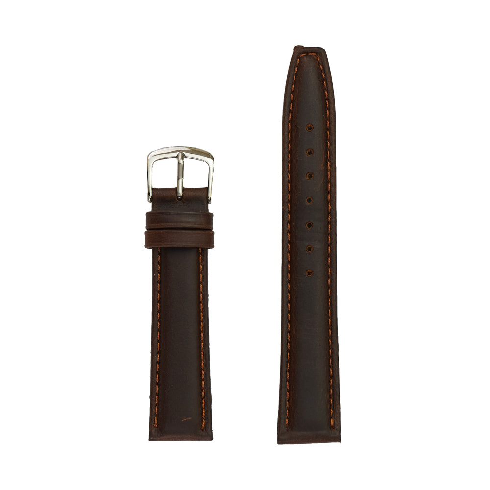 Men's Genuine Oil-Tan Leather Watch Band - Brown, Short