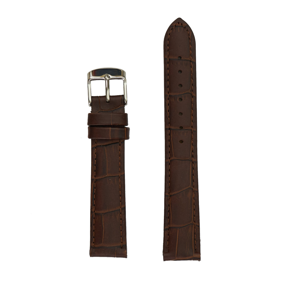 Men's Genuine Alligator Grain Leather Watch Band - Brown
