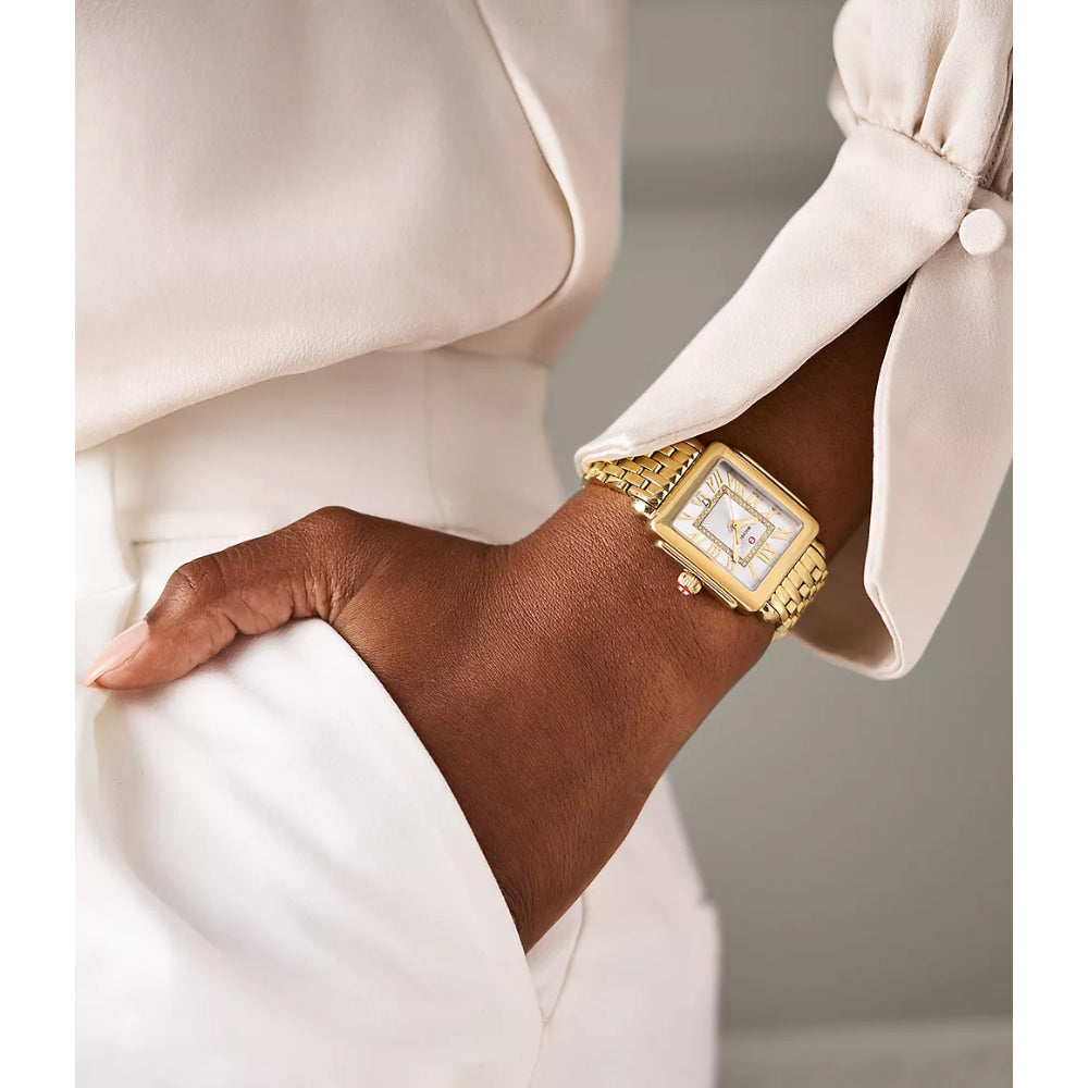 Michele Deco Madison Mid 18k Gold Diamond Watch
