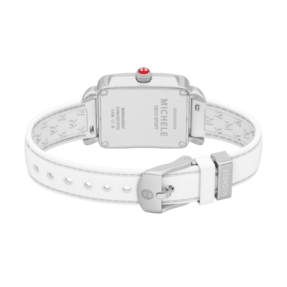 Michele Deco Sport Mid Stainless Steel White Silicone Watch