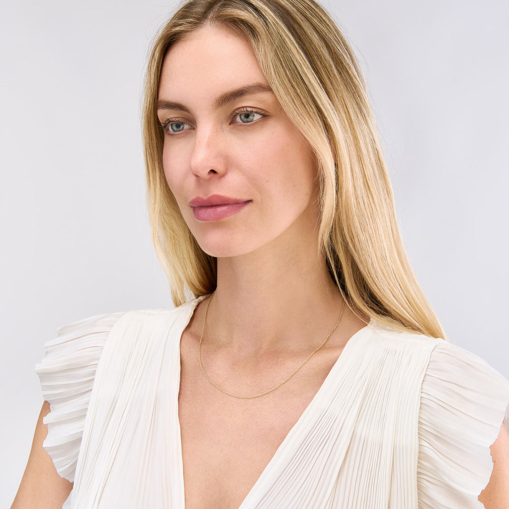 14k Gold 2.5mm Open Cable Chain Necklace, 18"