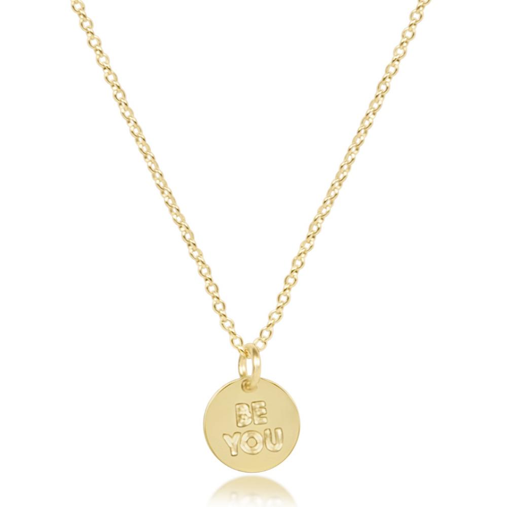 enewton 16" Necklace Gold - be you. Small Gold Word Disc