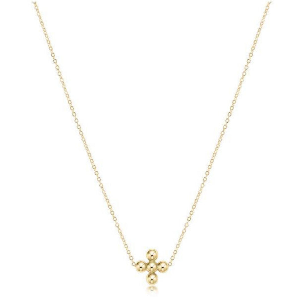 enewton 16" Necklace Gold - Classic Beaded Signature Cross Gold - 4mm Bead Gold
