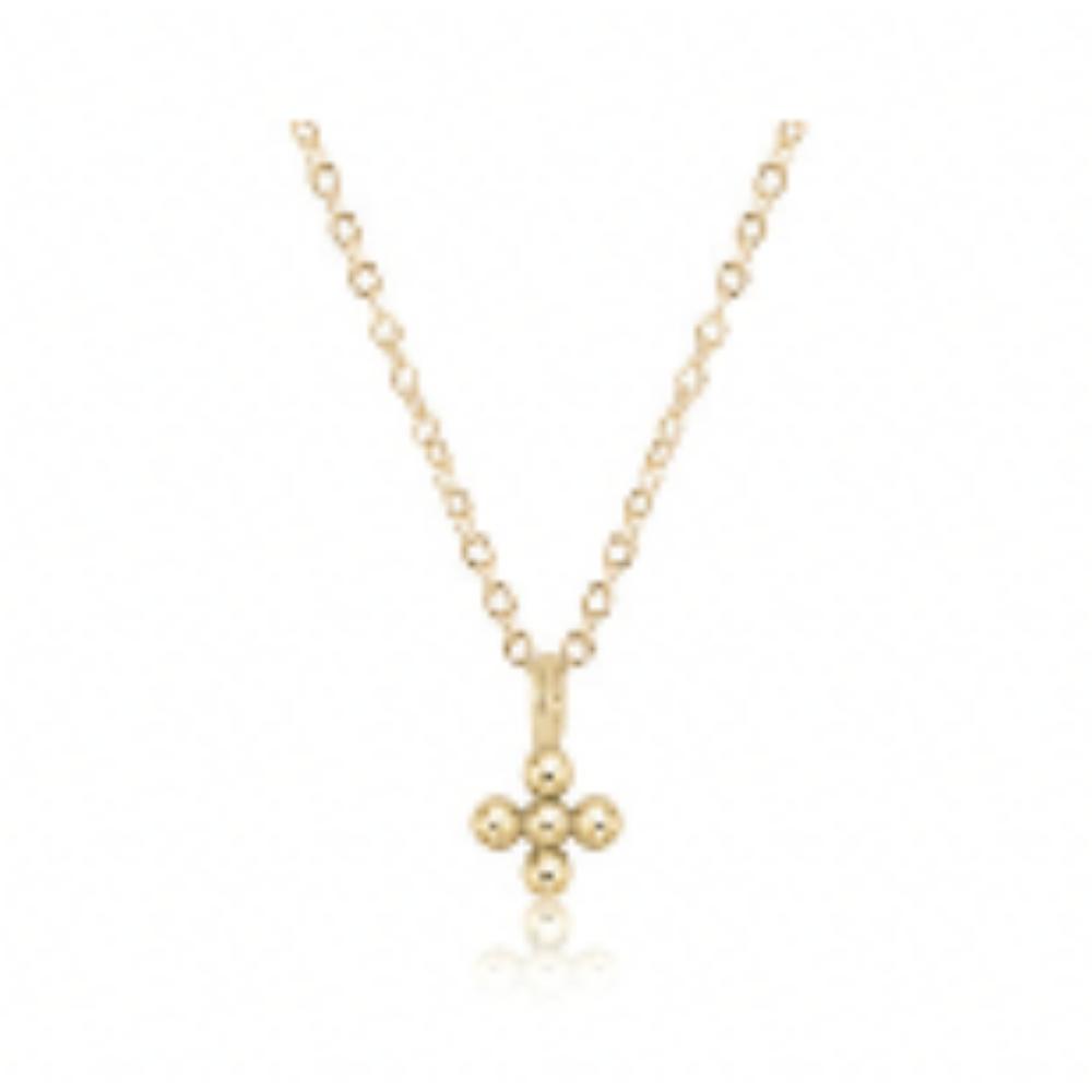 enewton 16" Necklace Gold - Classic Beaded Signature Cross Small Gold Charm