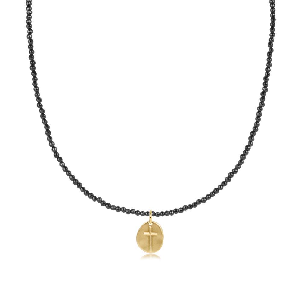 enewton 17" Choker Faceted Hematite 2mm Bead - Inspire Small Gold Charm