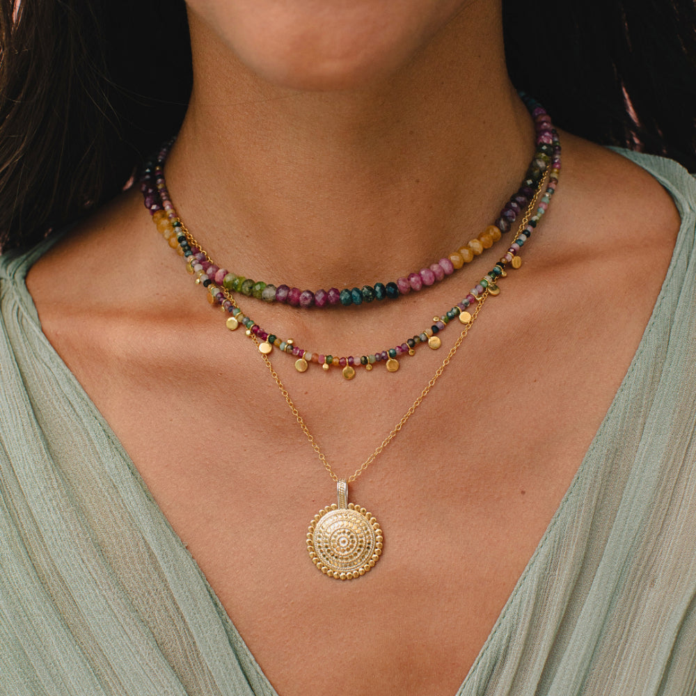 Anna Beck Medium Scalloped Sundara Pendant Necklace - Gold Tone