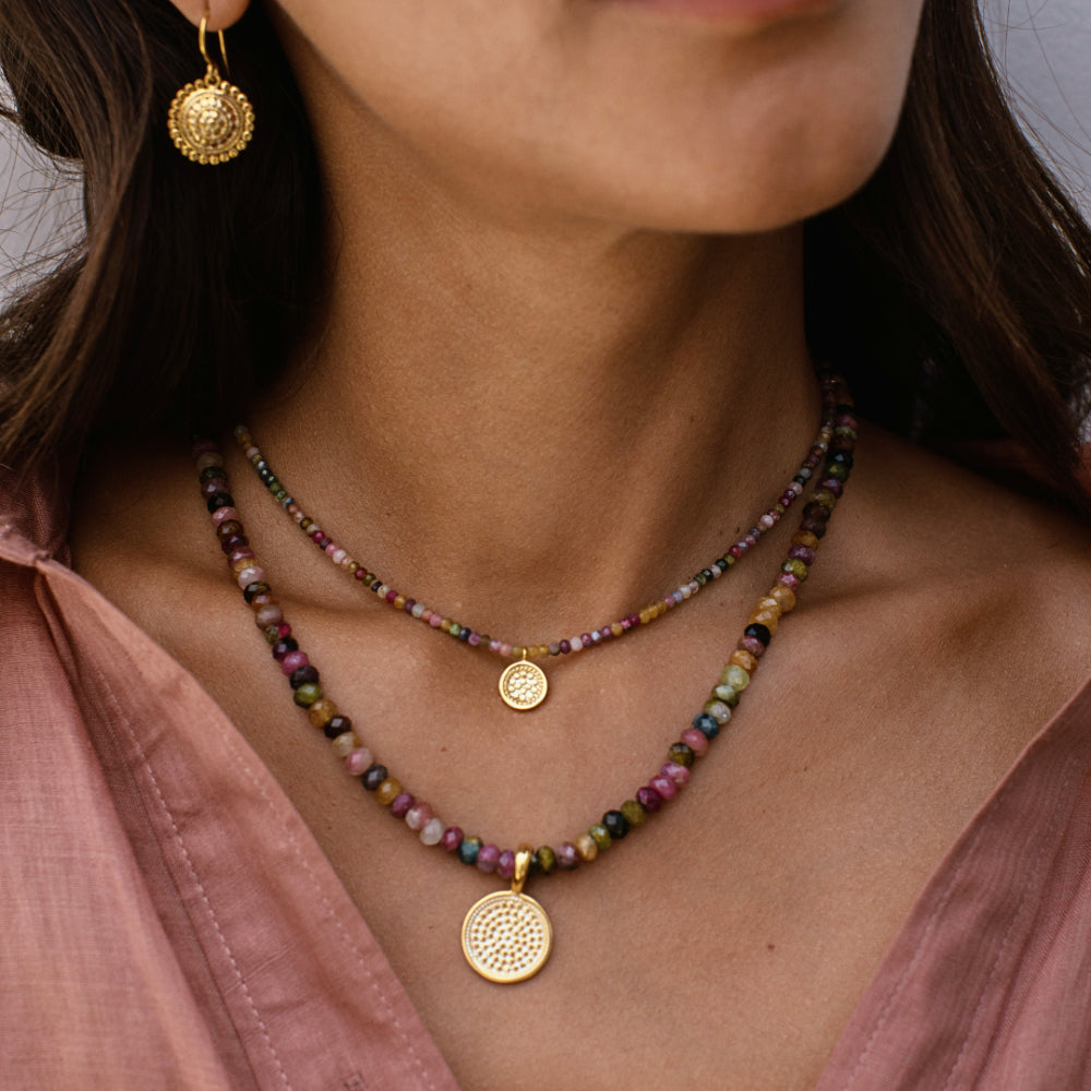 Anna Beck Small Watermelon Tourmaline Jaipur Pendant Necklace