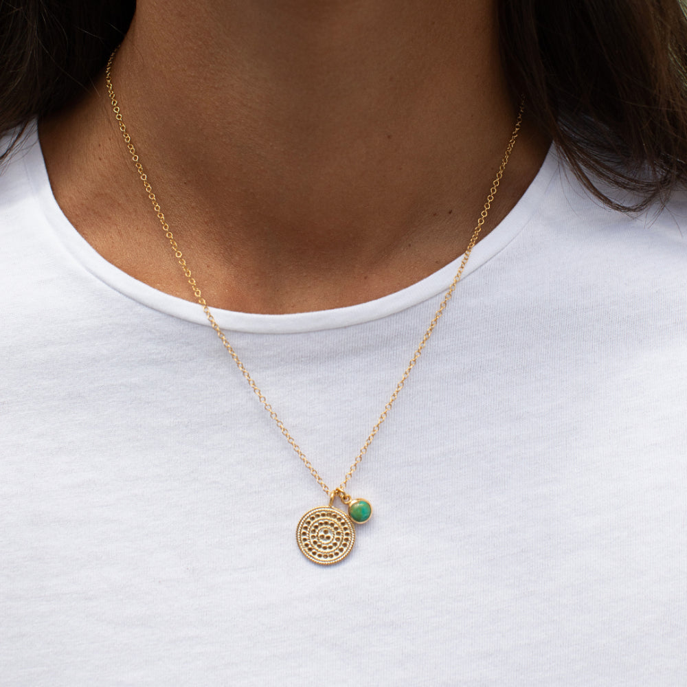 Anna Beck Turquoise Smooth Rim Circle of Life Pendant Necklace