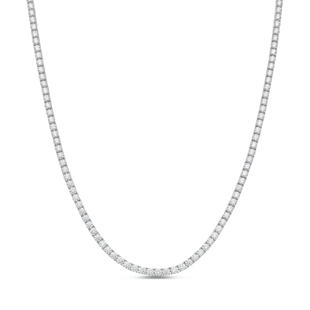 14k White Gold Diamond Tennis Necklace, 14.01ct total weight