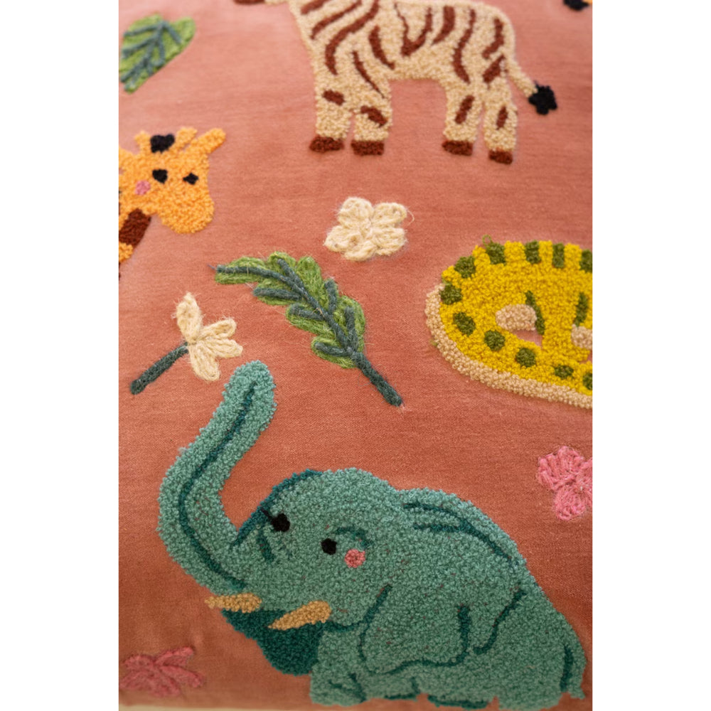 Kalalou Embroidered Velvet Pillow with Animals