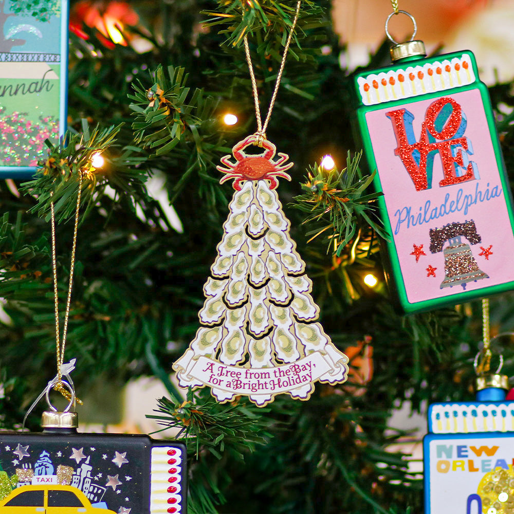 Smyth Exclusive Holiday Oyster Ornament "A Tree from the Bay for a Bright Holiday"