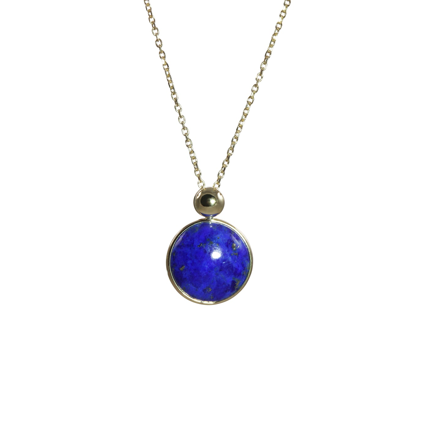 Oliva B. 14k Gold Round Lapis Sliding Pendant Necklace