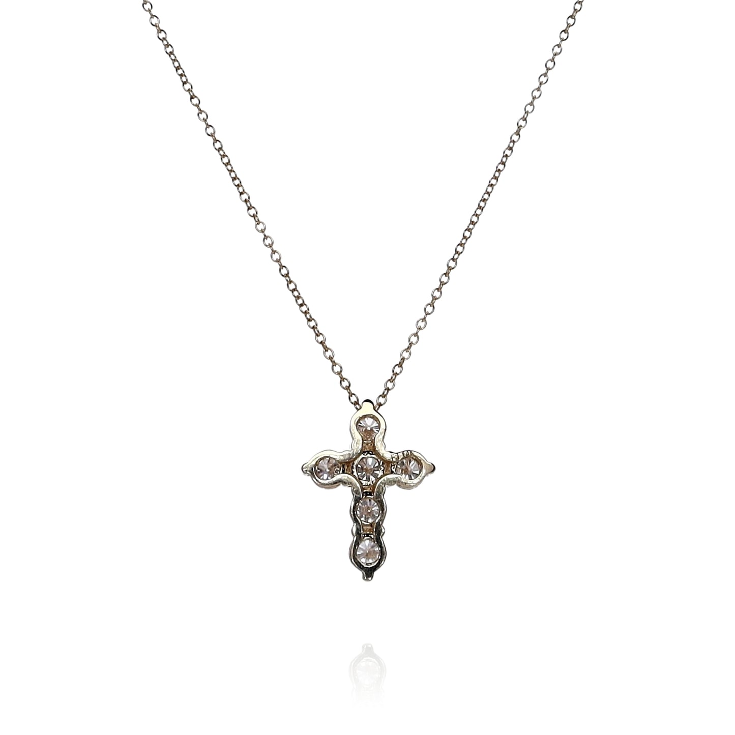 14k Yellow Gold Diamond Cross Pendant Necklace