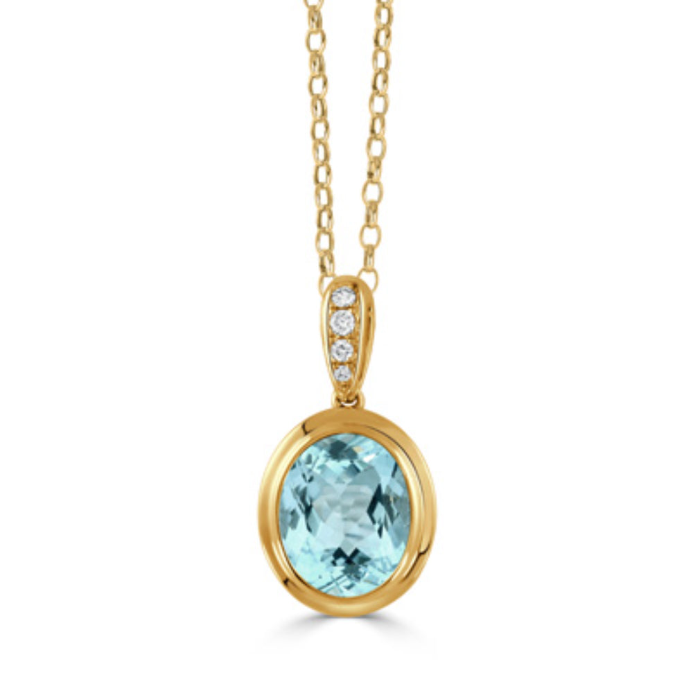 Doves 18k Gold Sky Blue Topaz Pendant Necklace