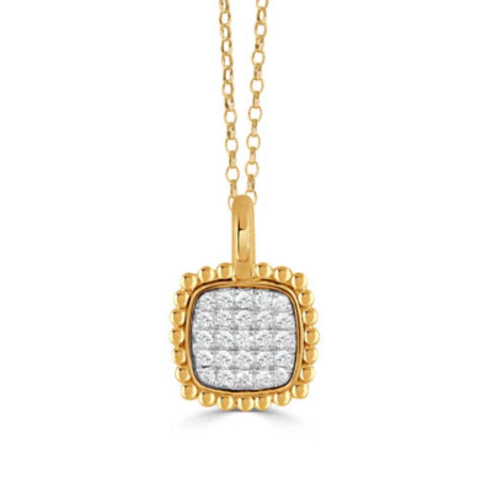 18k Gold Diamond Cluster Pendant Necklace