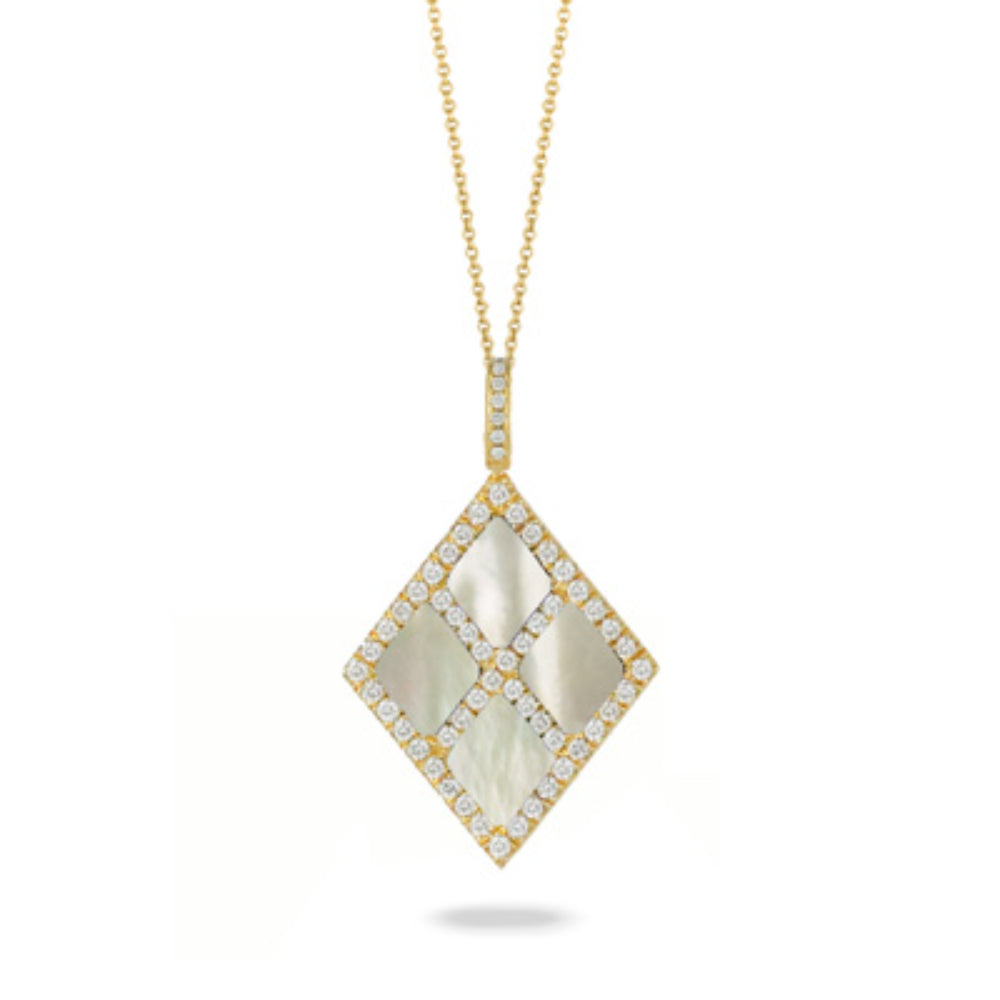 14k Gold Mother of Pearl Pendant Necklace