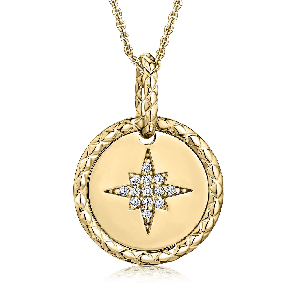 A. Jaffe 14k Gold Diamond Pendant with Quilted Border