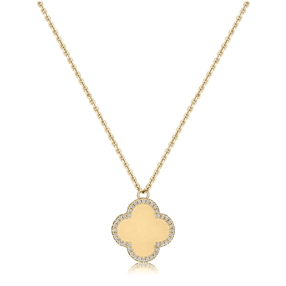 A. Jaffe 14k Gold Clover Pendant Necklace with Diamonds
