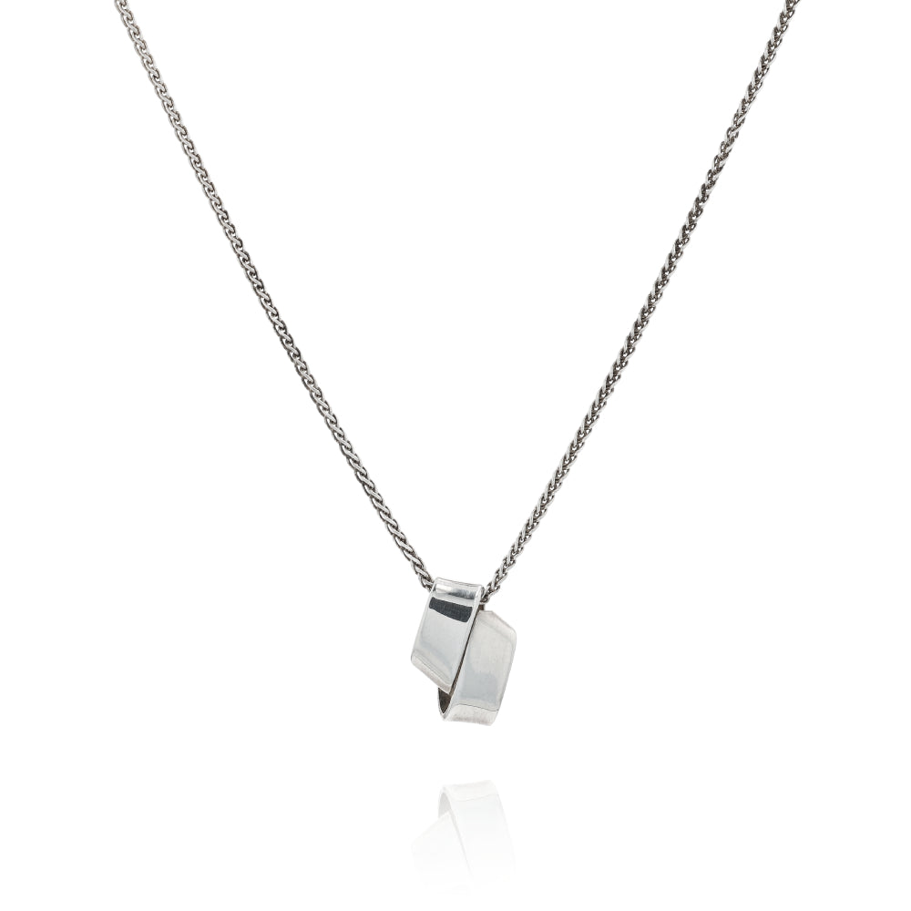 Sterling Silver 18" Double Ribbon Pendant Necklace