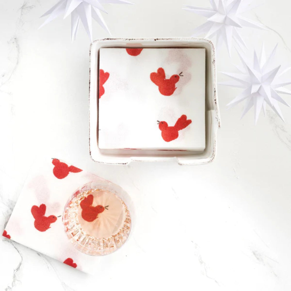 Vietri Papersoft Red Bird Cocktail Napkins (Pack of 20)