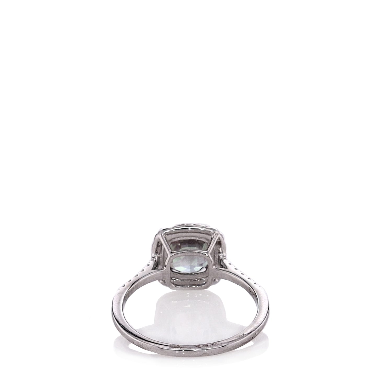 14k White Gold Cushion Alexandrite Center and Diamond Halo Ring