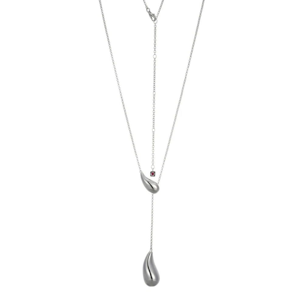 Elle Sterling Silver Teardrop Lariat Necklace