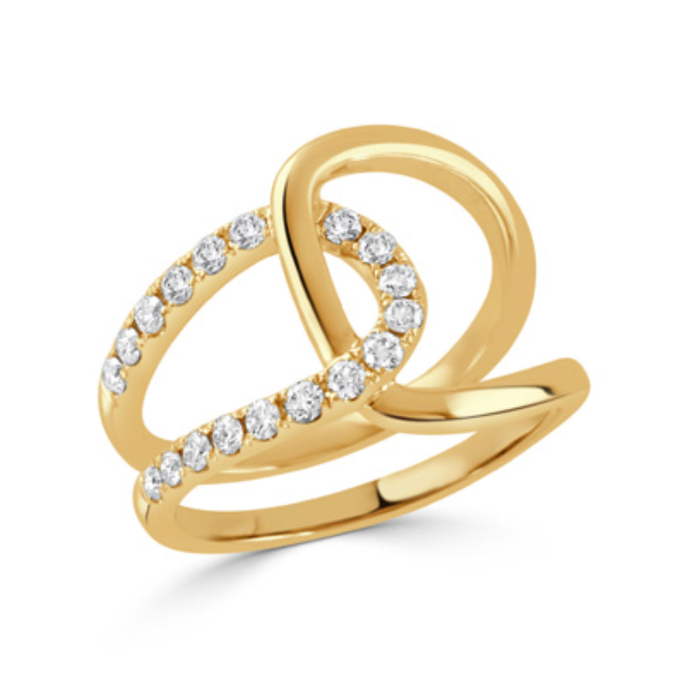 18k Gold Diamond Double Loop Ring