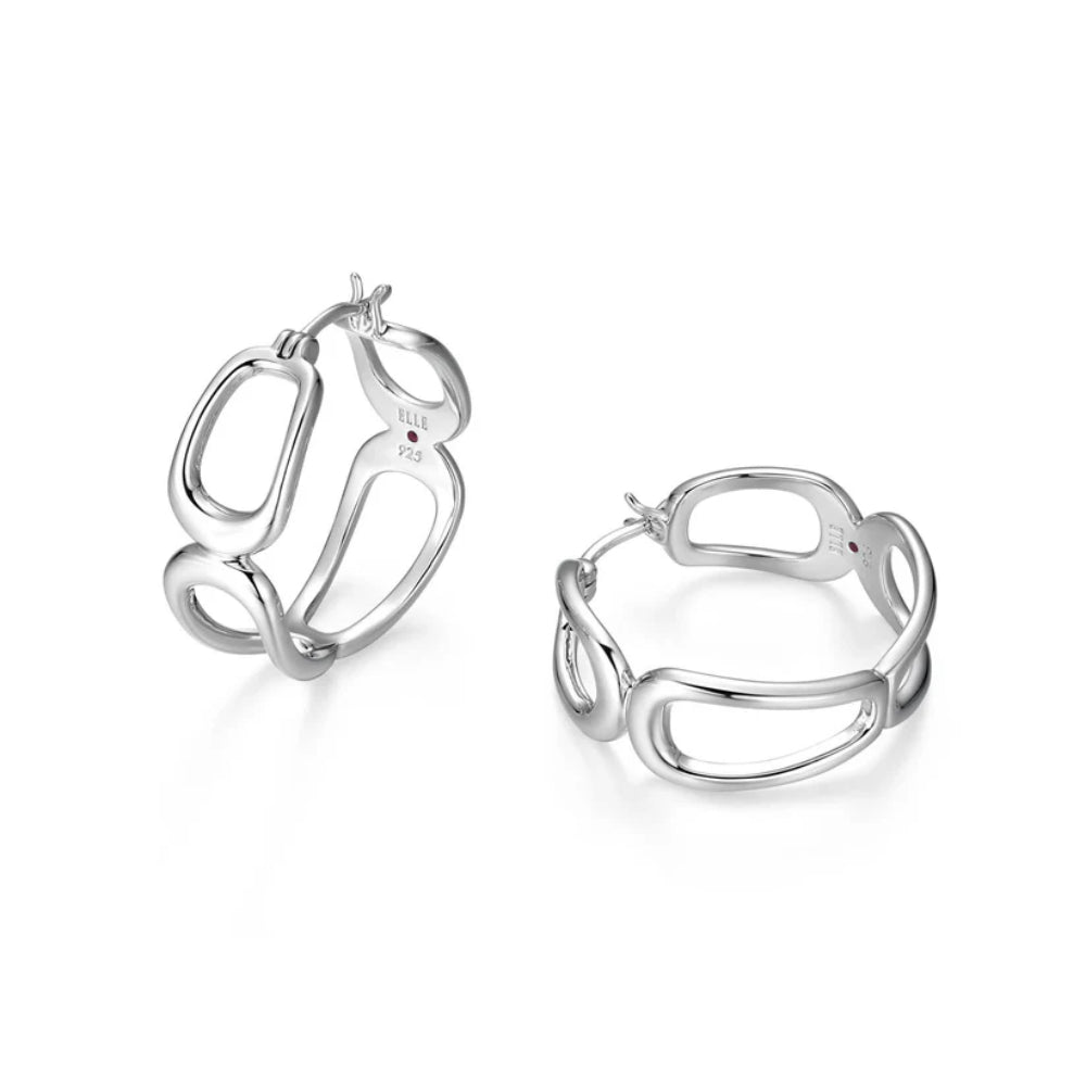 Elle Sterling Silver Citadel Collection Hoop Earrings