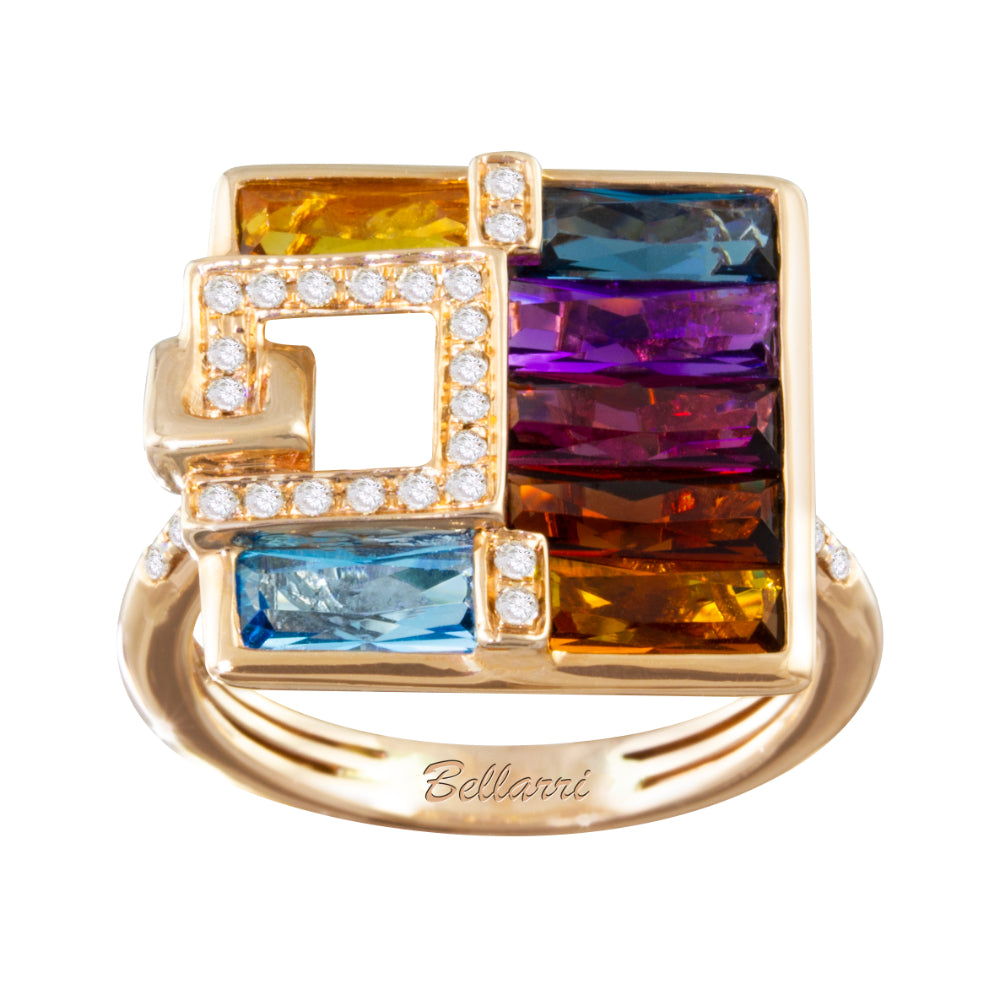 Bellarri 14k Rose Gold Multi-Color Gemstone Ring