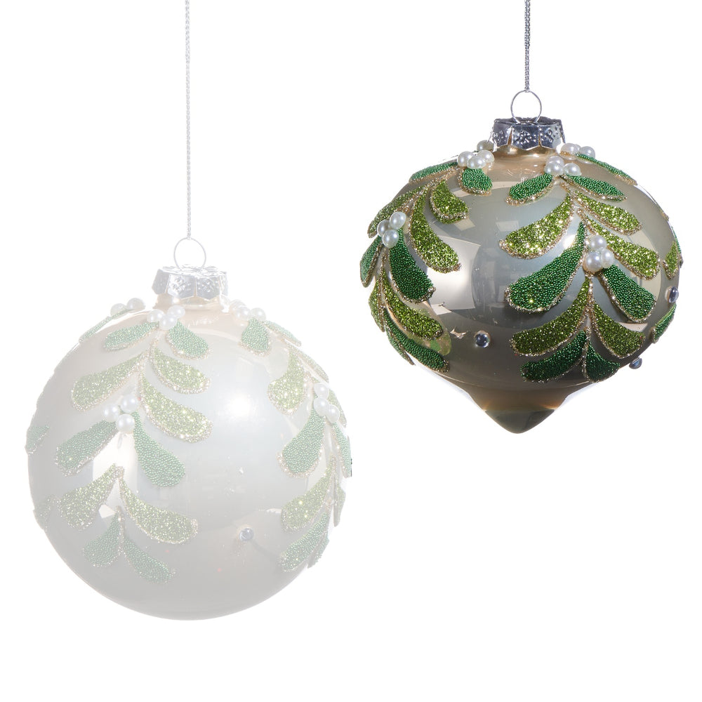 Raz Imports 4" Ivory Pearl Mistletoe Ornament