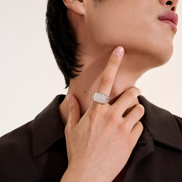 John Hardy Pave Diamond Signet Ring