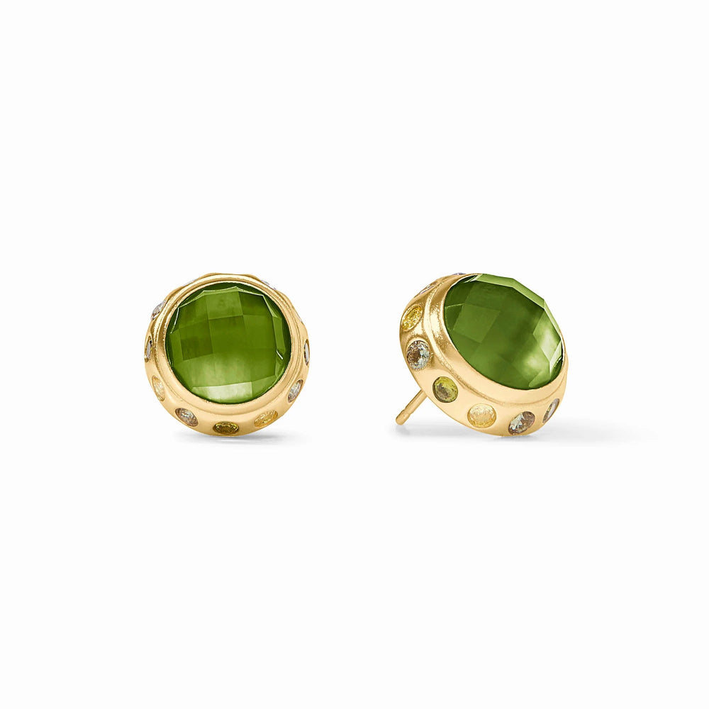 Rainbow Hoop & Charm Earrings | Iridescent Palmetto Green